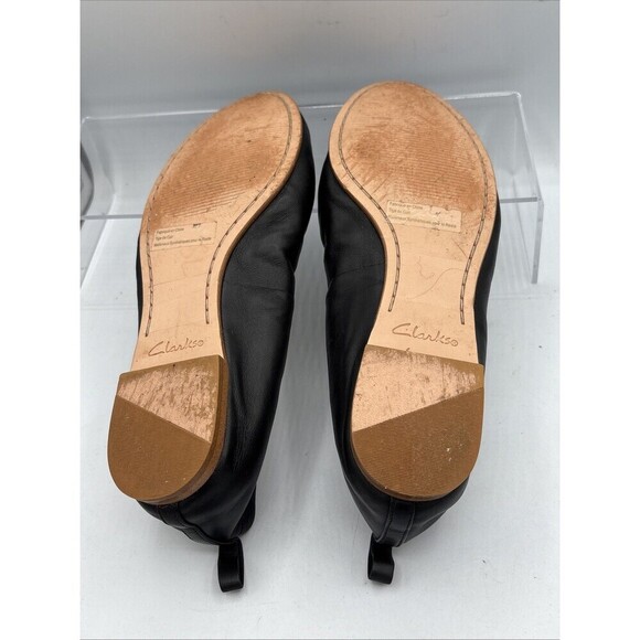 Clarks Mia Womens Black Leather Ballet Flats Sz 7.5 M Cushion Plus Grace Slip On - Picture 7 of 9